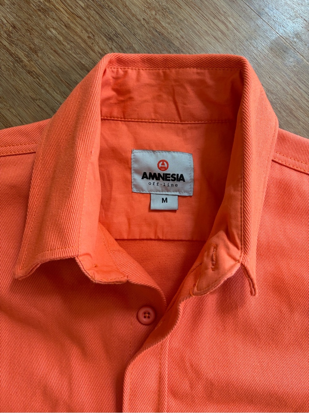 Amnesia Offline Mens Heavyweight Cotton Twill Overshirt Jacket Orange Medium - Picture 2 of 6